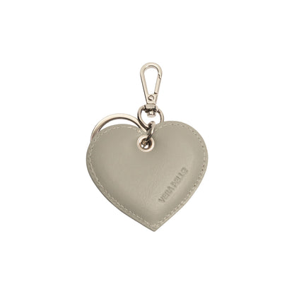 RB1082SF | Heart Charm Keychain Made in Italy in Smooth Matte Genuine Leather. Color: Gray