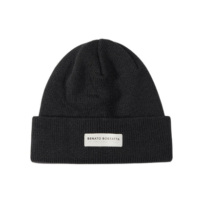 RB5001A | MONVISO Mixed Wool Double Layer Knitted Cap Made in Italy. Color Black - One Size