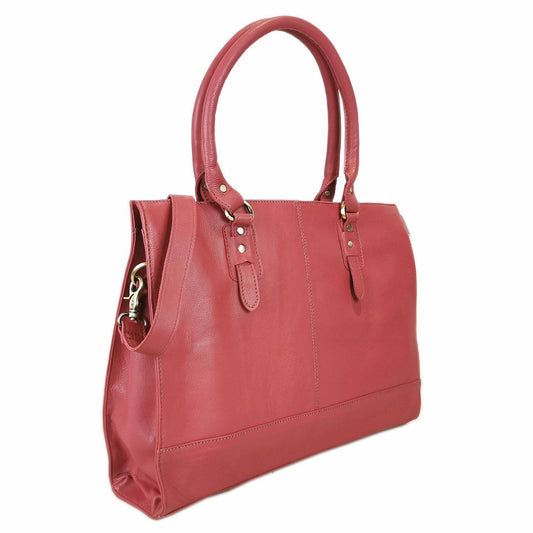 The Signature 17" Leather Laptop Bag, Ruby-0