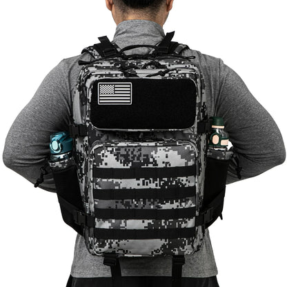 45L Tactical Backpack Waterproof Rucksack Black Camo