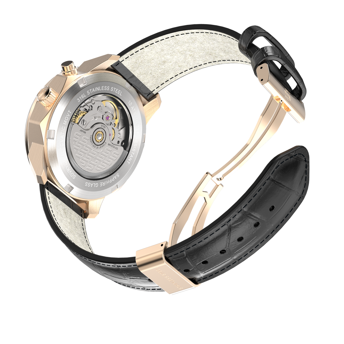 Black Leather - Rosegold Clasp-2