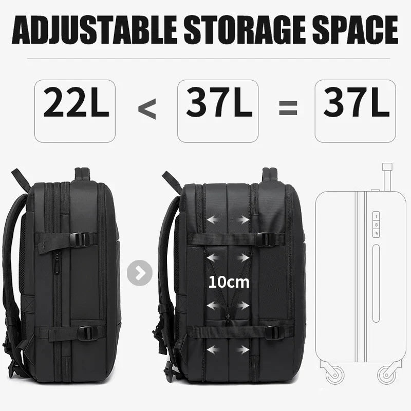 Expandable Travel Backpack Black