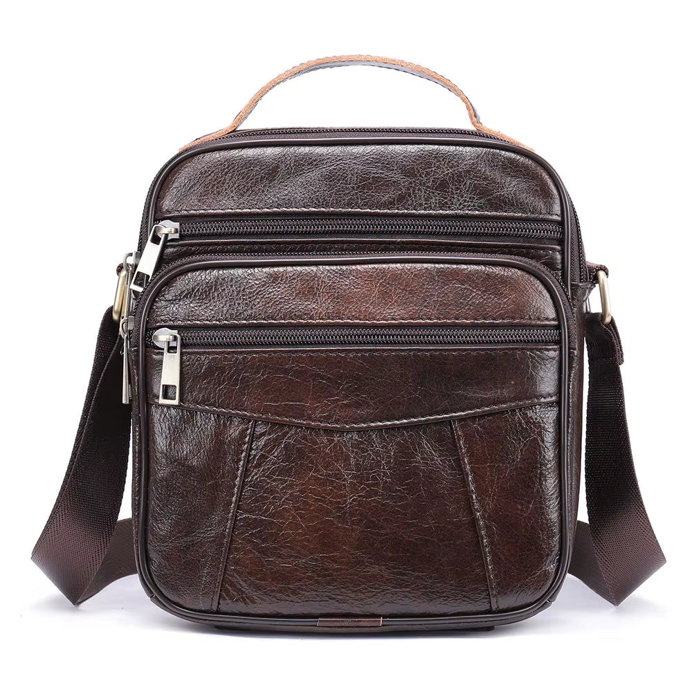 Male Small Leather Side Bag Genuine Leather Men Fashion Crossbody Shoulder Bag Messenger Bags for Men