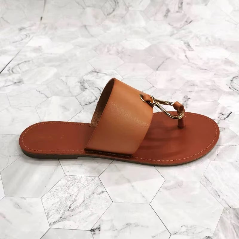 2025 New Fashion Women Slippers Summer Shoes Woman Retro Thin Straps Open Toe plus Size Outdoor Beach Flat Female Slides