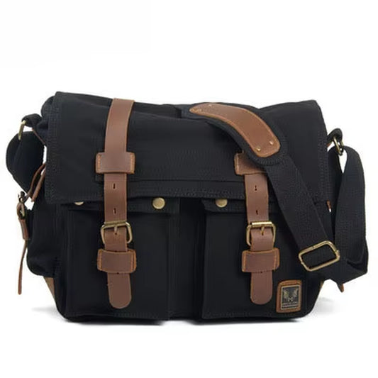 Canvas Leather Men Messenger Bags Big Satchel Shoulder Bags Male Laptop Briefcase Travel Handbag
