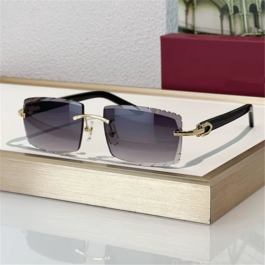 New Luxury Acetate Material Rimless Sun Glasses Women Men Top Quality Brand Designer Square Frame Glasses Cartiering Sunglasses