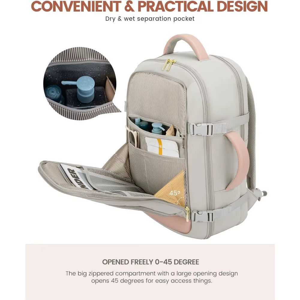 Carry on Backpack, 40L Flight Approved Large Travel Laptop Backpack with USB Charge Port, 17 Inch Water Resistant Luggage