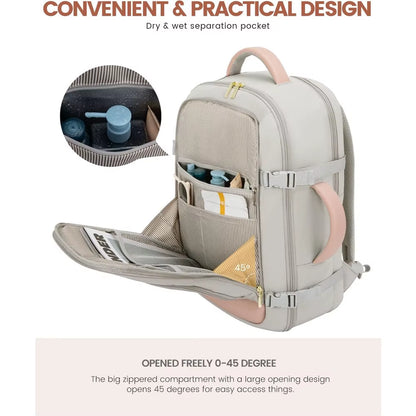 Carry on Backpack, 40L Flight Approved Large Travel Laptop Backpack with USB Charge Port, 17 Inch Water Resistant Luggage