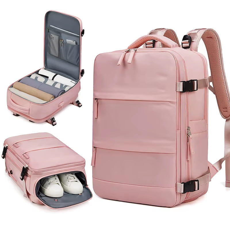 Women Laptop Backpack 15.6Inch Teenage Girl USB Charging School Backpack Independent Shoe Bag Travel Backpack Outdoor Backpack