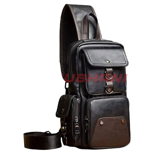 Customized Logo Pu Leather Water Proof Waist Bag Chest Bags with Earphone Custom Leather Shoulder Bags