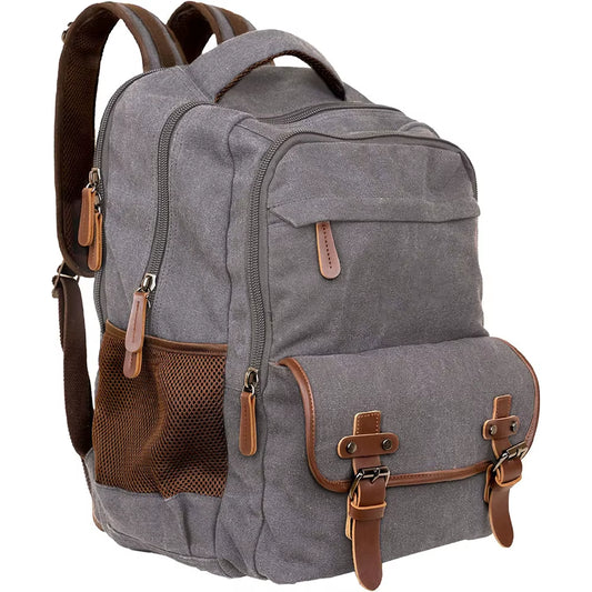Canvas Laptop Backpack for School Hiking Work Cotton Sleeve Durable Backpack for Men Women