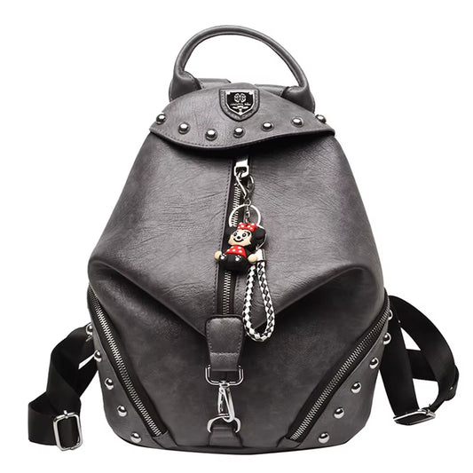 JIEROTYX Women Backpack Large Capacity Travel School Bags Fashion Punk British Style Female Rivets Shoulder Bags High Quality