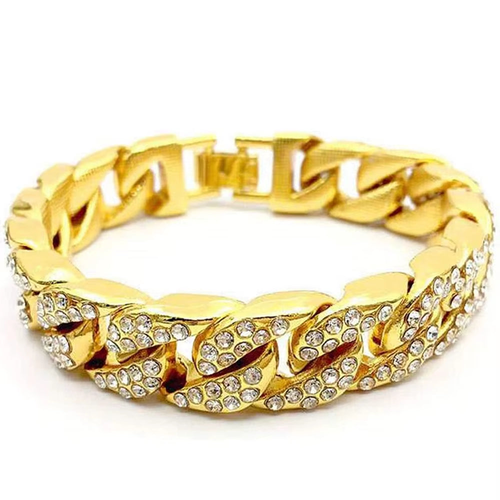 Fashion14K Gold Plated Bracelet Jewelry Women Stainless Steel OT Buckle Cuban Chain Popular Bracelet