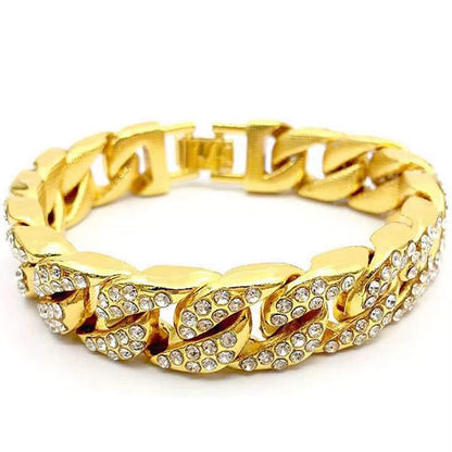 Fashion14K Gold Plated Bracelet Jewelry Women Stainless Steel OT Buckle Cuban Chain Popular Bracelet