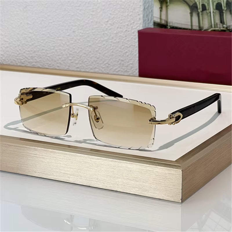 New Luxury Acetate Material Rimless Sun Glasses Women Men Top Quality Brand Designer Square Frame Glasses Cartiering Sunglasses
