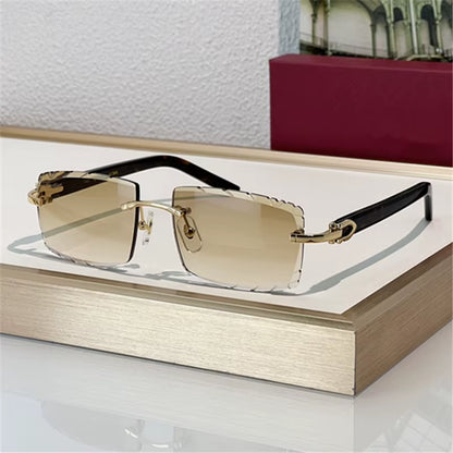 New Luxury Acetate Material Rimless Sun Glasses Women Men Top Quality Brand Designer Square Frame Glasses Cartiering Sunglasses