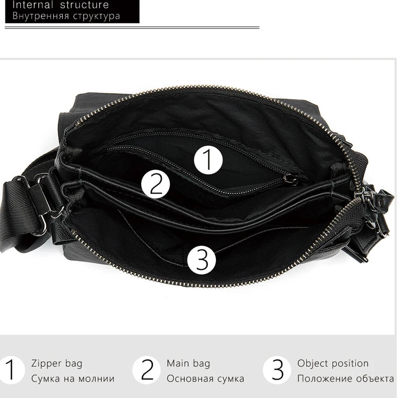 100% Shoulder Bag Leather Men'S Bag Genuine Leather Black Men'S Designer Bags Leather Crossbody Messenger Bags Handbags