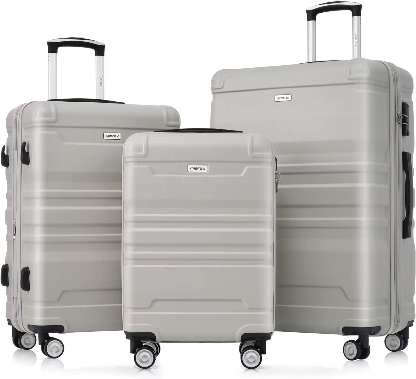 3 Piece Expandable ABS Hardshell Luggage Sets Spinner Wheel Suitcase TSA Lock Suit Case, Grey Green, 20/24/28 Inch