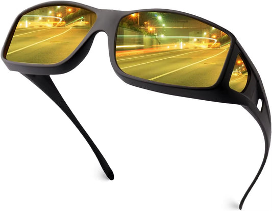 Wraparound Fit over Sunglasses anti Glare Eyeglasses Night Vision Driving HD Polarized Magnifying Blue Light Blocking Glasses
