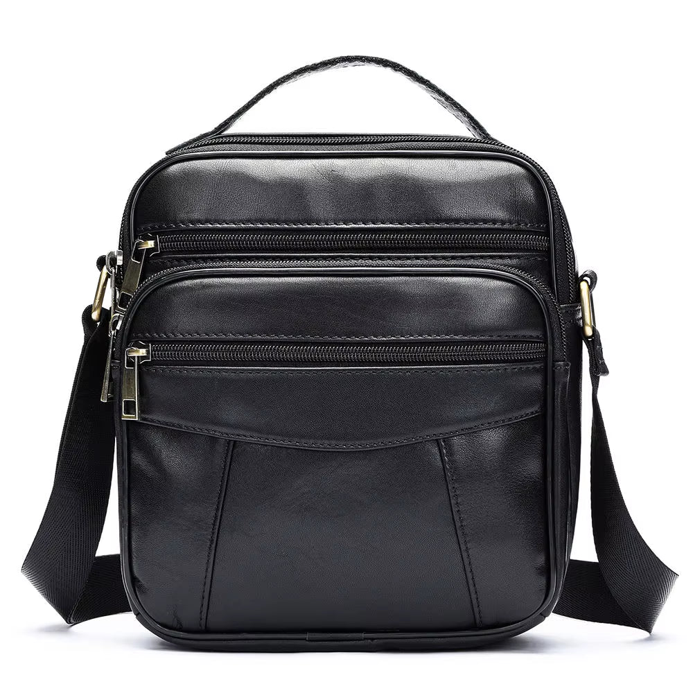 Male Small Leather Side Bag Genuine Leather Men Fashion Crossbody Shoulder Bag Messenger Bags for Men
