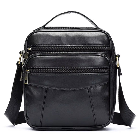 Male Small Leather Side Bag Genuine Leather Men Fashion Crossbody Shoulder Bag Messenger Bags for Men