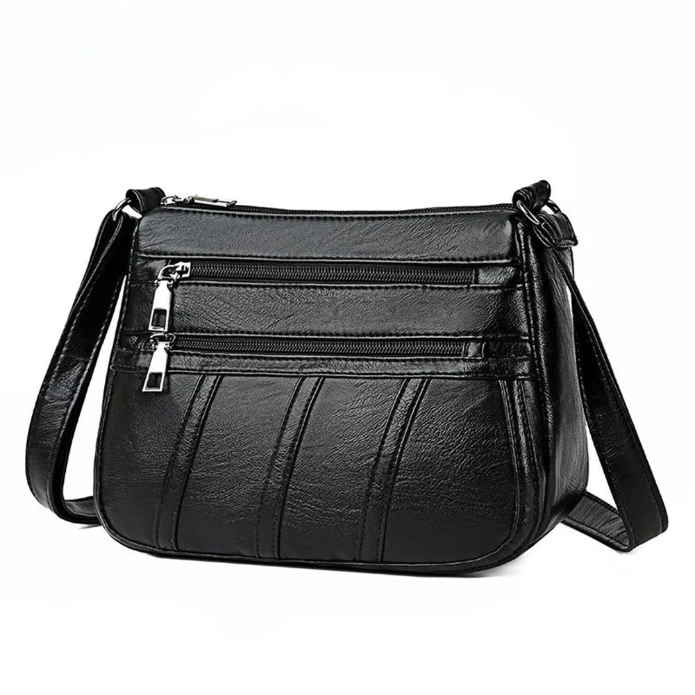 New Casual Bag Women Soft Pu Leather Shoulder Bags High-Quality Multi-Pocket Messenger Bag Black Ladies Business Crossbody Bag