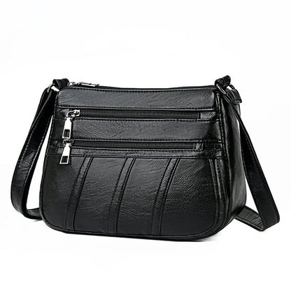 New Casual Bag Women Soft Pu Leather Shoulder Bags High-Quality Multi-Pocket Messenger Bag Black Ladies Business Crossbody Bag