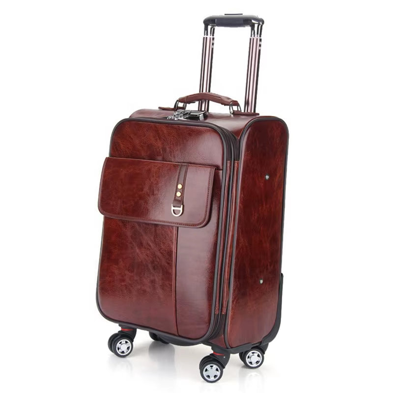 Premium Quality Wholesale Price Leather Made Trolley Bags Set Bulk Quantity Hot Sale Competitive Price Leather Trolley Bags