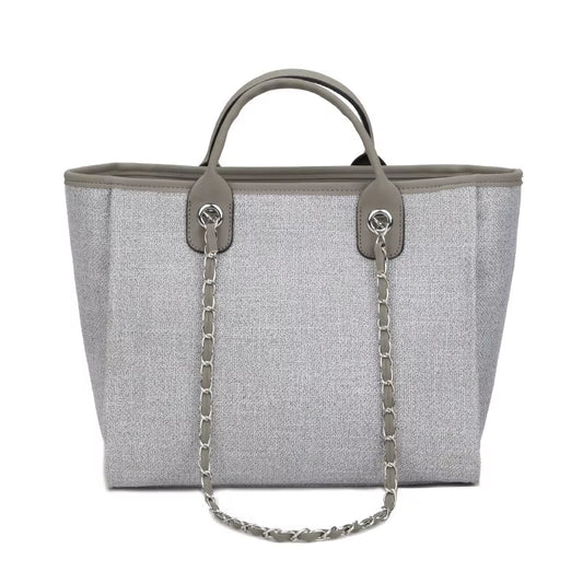 Women Tote Bags Fashion Canvas Large Capacity Handbag Casual Chains Shoulder Bags Ladies Big Messenger Bag Shopping Bag