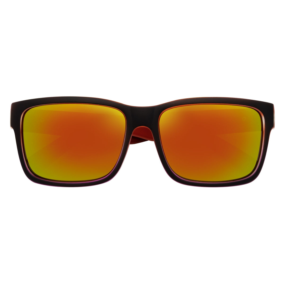 ENZO - Modern Square Sunglasses Black-Red Orange Mirror