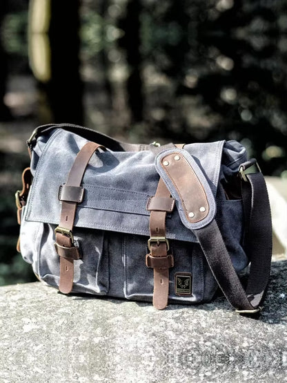 Canvas Leather Men Messenger Bags Big Satchel Shoulder Bags Male Laptop Briefcase Travel Handbag