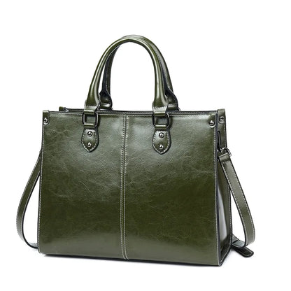Genuine Leather Women Handbag Shoulder Cross Body Tote Bag Shopping Fashion Office Female Real Cowhide Messenger Top Handle Bags