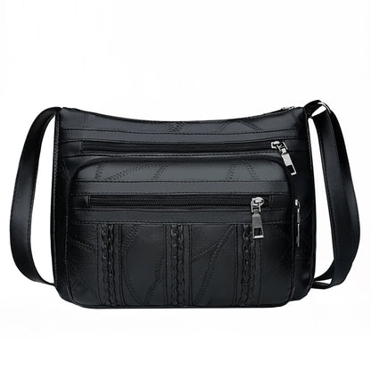 New Casual Bag Women Soft Pu Leather Shoulder Bags High-Quality Multi-Pocket Messenger Bag Black Ladies Business Crossbody Bag