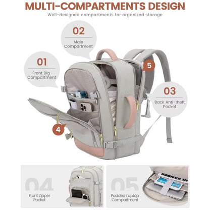 Carry on Backpack, 40L Flight Approved Large Travel Laptop Backpack with USB Charge Port, 17 Inch Water Resistant Luggage