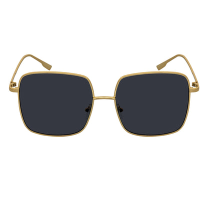 JOSEI - Oversize Metal Square Sunglasses Gold Smoke