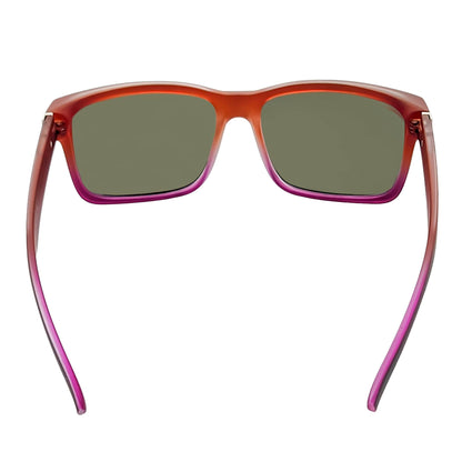 ENZO - Modern Square Sunglasses Black-Red Orange Mirror