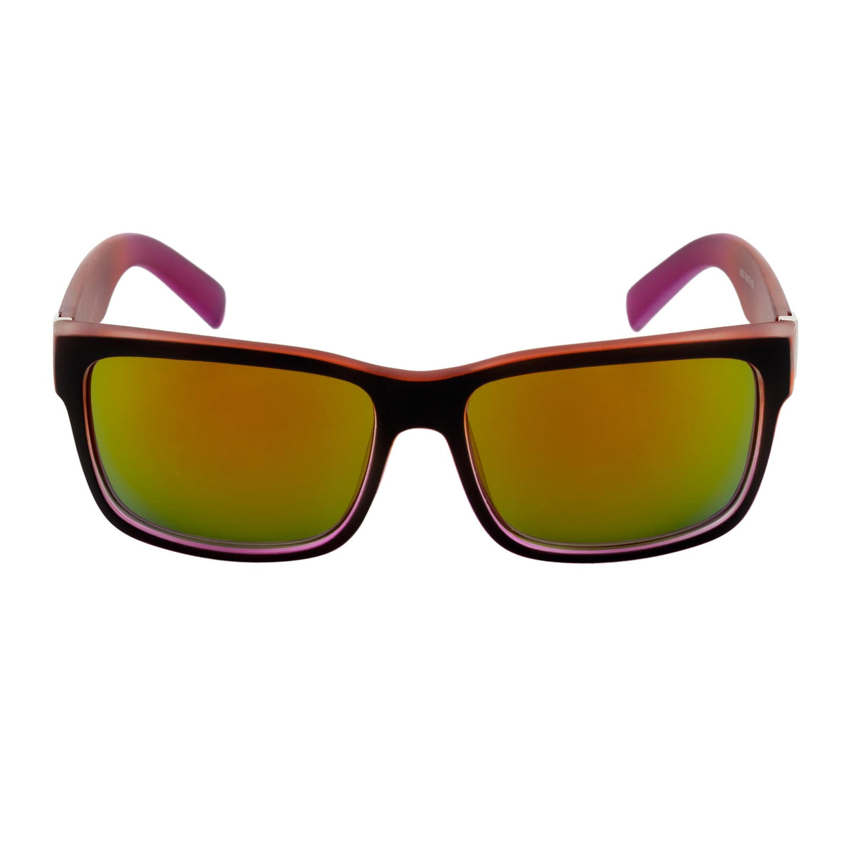 ENZO - Modern Square Sunglasses Black-Red Orange Mirror