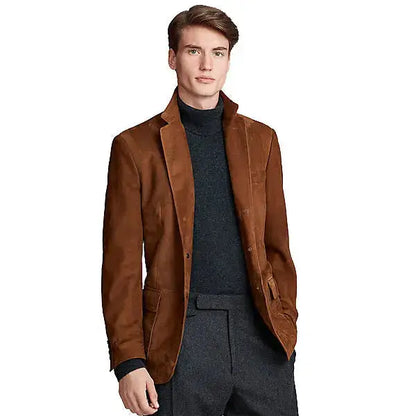 Tan and Brown Suede Leather Blazer