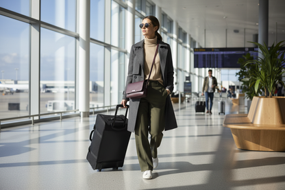 Traveler with duffle in airport